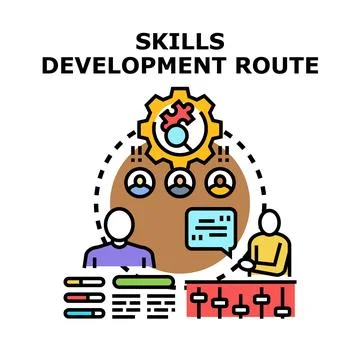 Skills development route planning personal career growth Stock Illustration