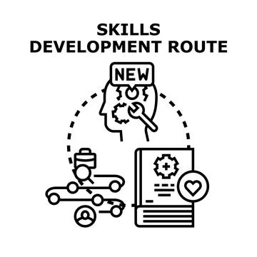 Skills development route planning process illustration Stock Illustration