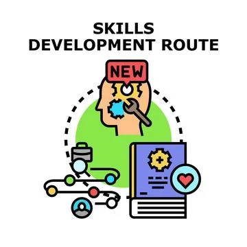 Skills development route planning process illustration Stock Illustration