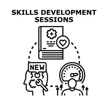 Skills development sessions improving personal growth and education Stock Illustration