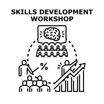Skills development workshop concept for training and progress Stock Illustration