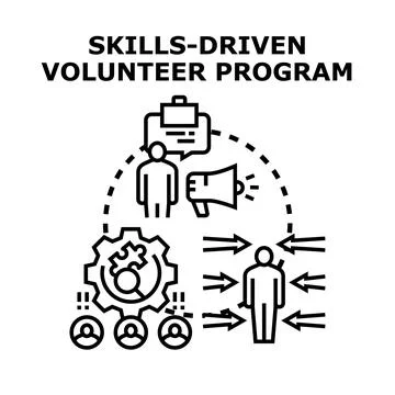 Skills driven volunteer program concept illustration Stockillustratie