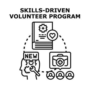 Skills driven volunteer program developing and applying expertise 库存插图