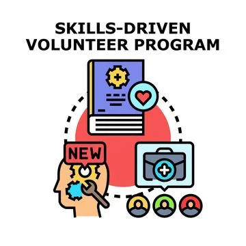 Skills driven volunteer program developing and applying expertise Stock-Illustration