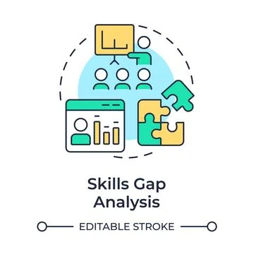 Skills gap analysis multi color concept icon Stock Illustration
