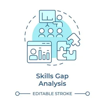 Skills gap analysis soft blue concept icon Stock Illustration