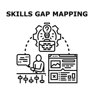 Skills gap mapping process for business development Stock Illustration