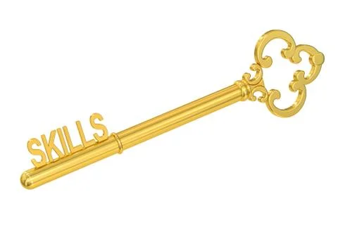 Skills - Golden Key, 3D rendering Stockillustratie