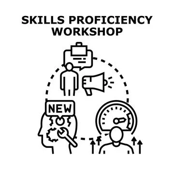 Skills proficiency workshop developing new business competence Ilustração Stock