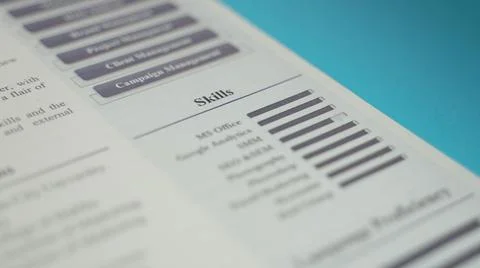 Skills section on the curriculum vitae. selective focus Stock Photos