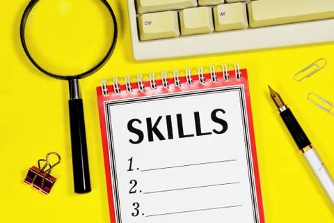 Skills  text message in the planning Notepad. Stock Photos