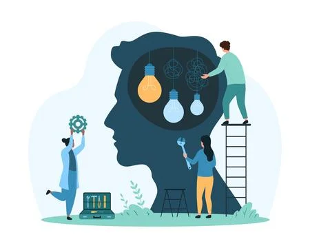 Skills training, creative ideas creation and development, mentoring by tiny Stock-Illustration