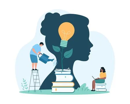 Skills training, creative thinking and professional qualification development by Stock Illustration