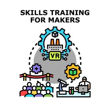 Skills training for makers developing industry innovations Stock Illustration