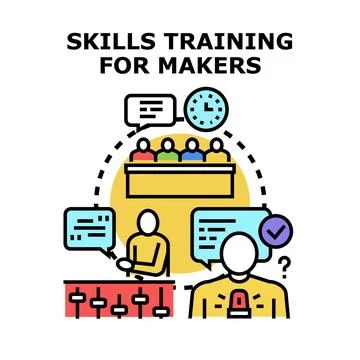 Skills training for makers learning development education concept Stock Illustration