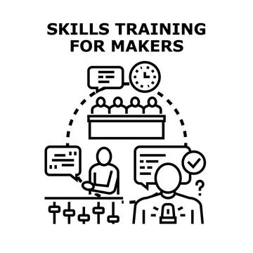 Skills training for makers learning development education concept Stock Illustration