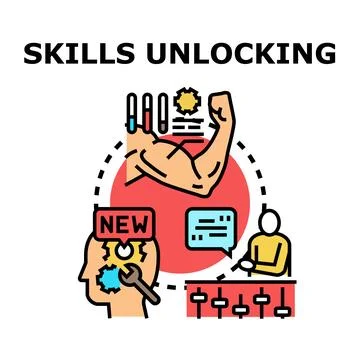 Skills unlocking and personal development concept Stock Illustration