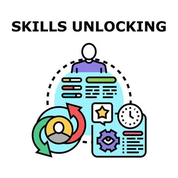 Skills unlocking and personal development concept vector Stock Illustration