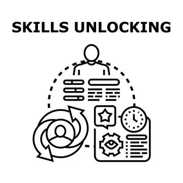 Skills unlocking and personal development concept vector Stock Illustration