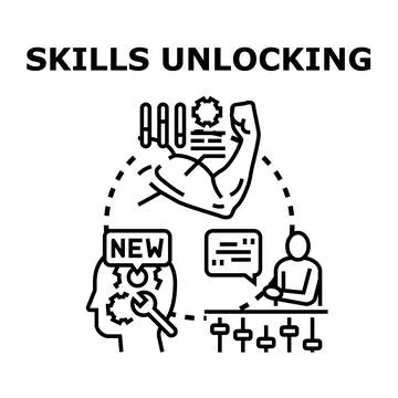 Skills unlocking and personal development concept Stock Illustration