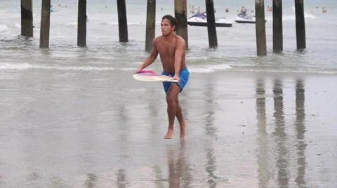 Skim Boarding. Stock Footage 41075778