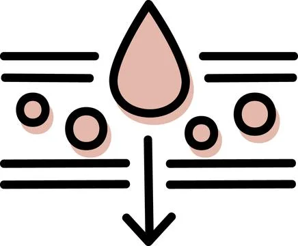 Skin absorption process with liquid drop Stock Illustration