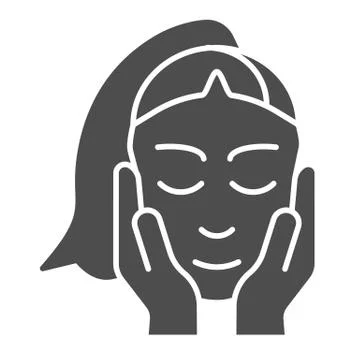 Skin care solid icon. Face and hands sign vector illustration isolated on white Stockillustratie