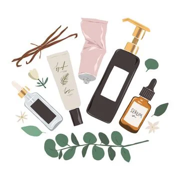 Skin care treatments, beauty products illustration set, 3 step skincare routine Stock Illustration