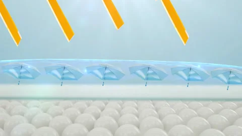 Skin cell UV 3D Advertisements for cosmetics, sunscreen, lotion, serum. uv a Video stock 140296028