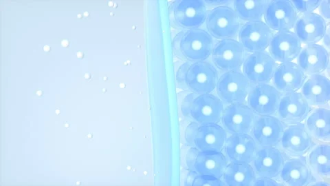 Skin cells absorb the molecule, 3d rendering. Stock Footage 163337768