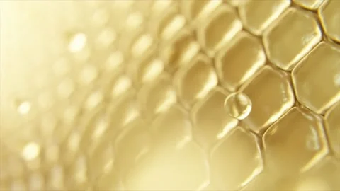 Skin Cells getting repaired by serum | Gold serum molecules through the skin Stock Footage 306932328