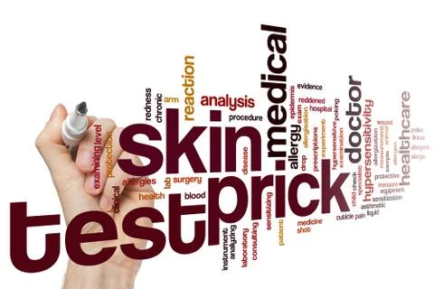 Skin prick test word cloud Stock Illustration