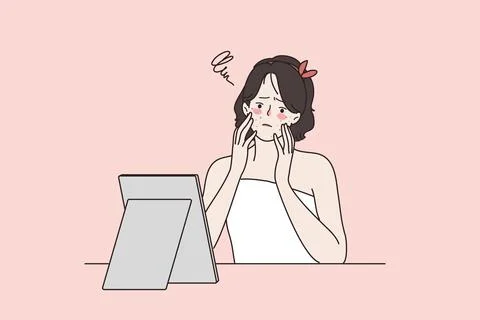 Skin problems, allergy, acne, pimples concept. Stock Illustration