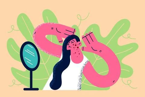 Skin problems and acne concept. Stock Illustration