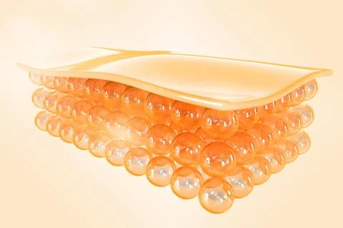 Skin structure 3d render. Abstract skin layer with cells isolated on beige Stock Illustration