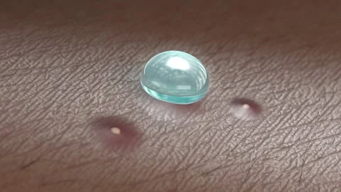 Skin surface acne growing shrink gel drop macro, looped switch 스톡 동영상 311410424