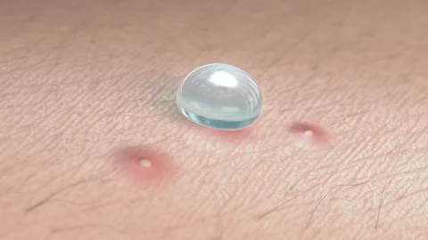 Skin surface acne growing shrink gel drop macro, looped switch 스톡 동영상 313507035