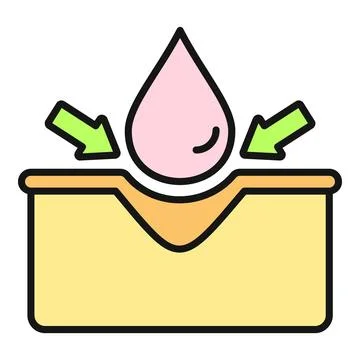 Skincare absorption process showing hydration and treatment icon Stock Illustration