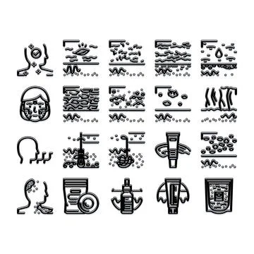 Skincare and dermatology problem solving icons イラスト素材