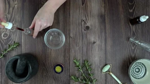 Skincare concept video in flat lay style 4k footage Stock Footage 150379533