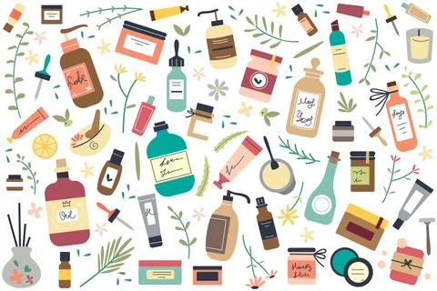 Skincare doodle set Stockillustratie