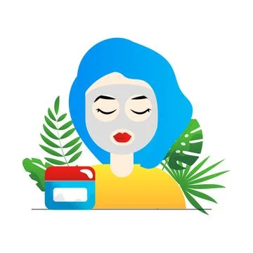 Skincare routine flat vector illustration on the white background Stock Illustration