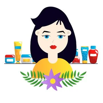 Skincare routine flat vector illustration on the white background Stock Illustration