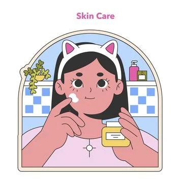 Skincare routine illustration. Flat vector illustration. Stock Illustration