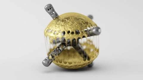 Skinned particle objects on capsule Stock Illustration