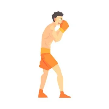 Skinni Man Boxing Martial Arts Fighter, Fighting Sports Professional In Stock Illustration