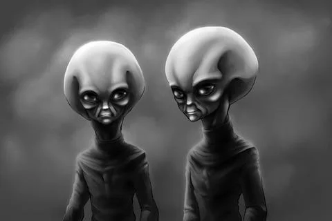 Skinny Bob Alien Pair Stock Illustration
