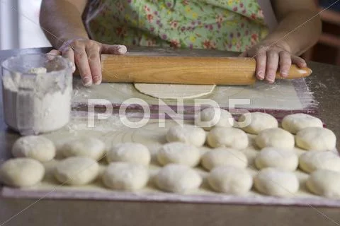 Skinny pizza doughs Stock Photos