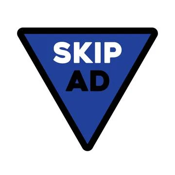 Skip ad advertisement triangle isolated icon Stock Illustration