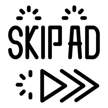 Skip ad button with arrows is showing fast forwarding concept Illustrazione stock